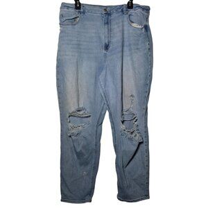 American‎ Eagle Womens Curvy Mom Denim Blue Jeans 18 Regular Stretch Distressed